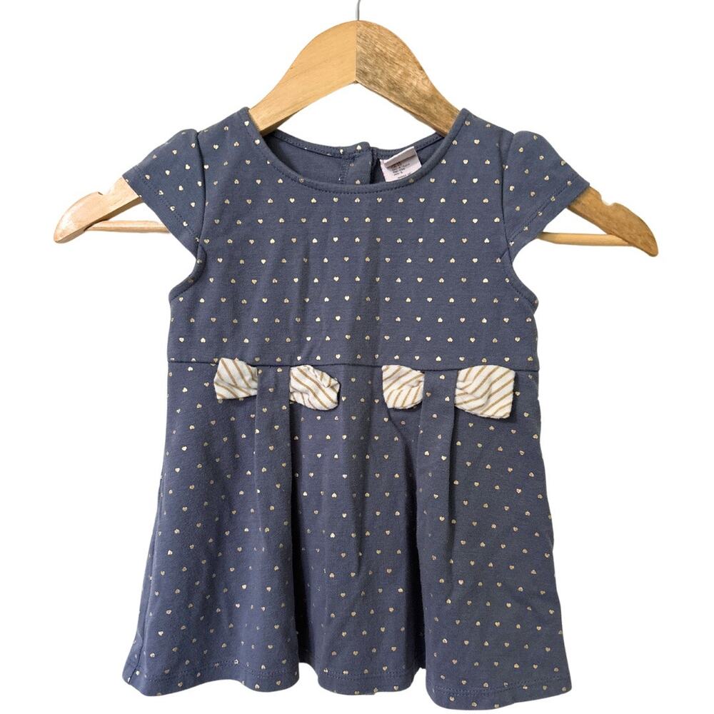 Catherine Malandrino Girls Blouse Sz 5T Blue and Gold Hearts - Picture 1 of 4